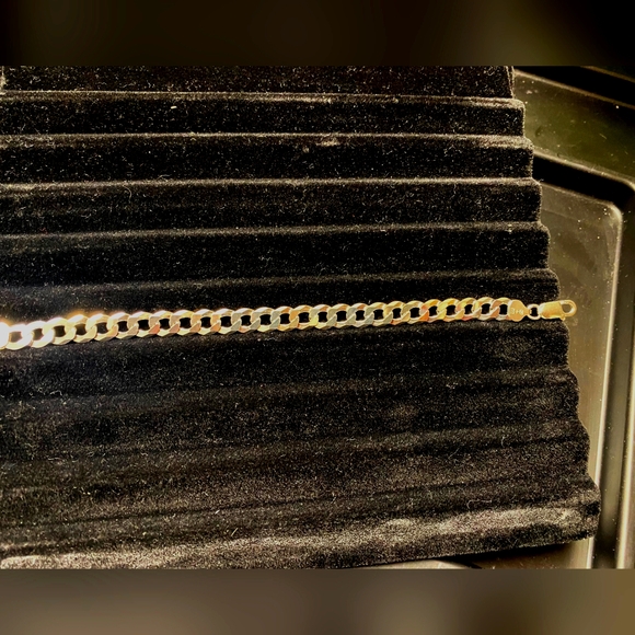 Elegant Gold Chain Bracelet Uni sex 8” curb 250 silver .925 made in Italy 🇮🇹 - Picture 1 of 1
